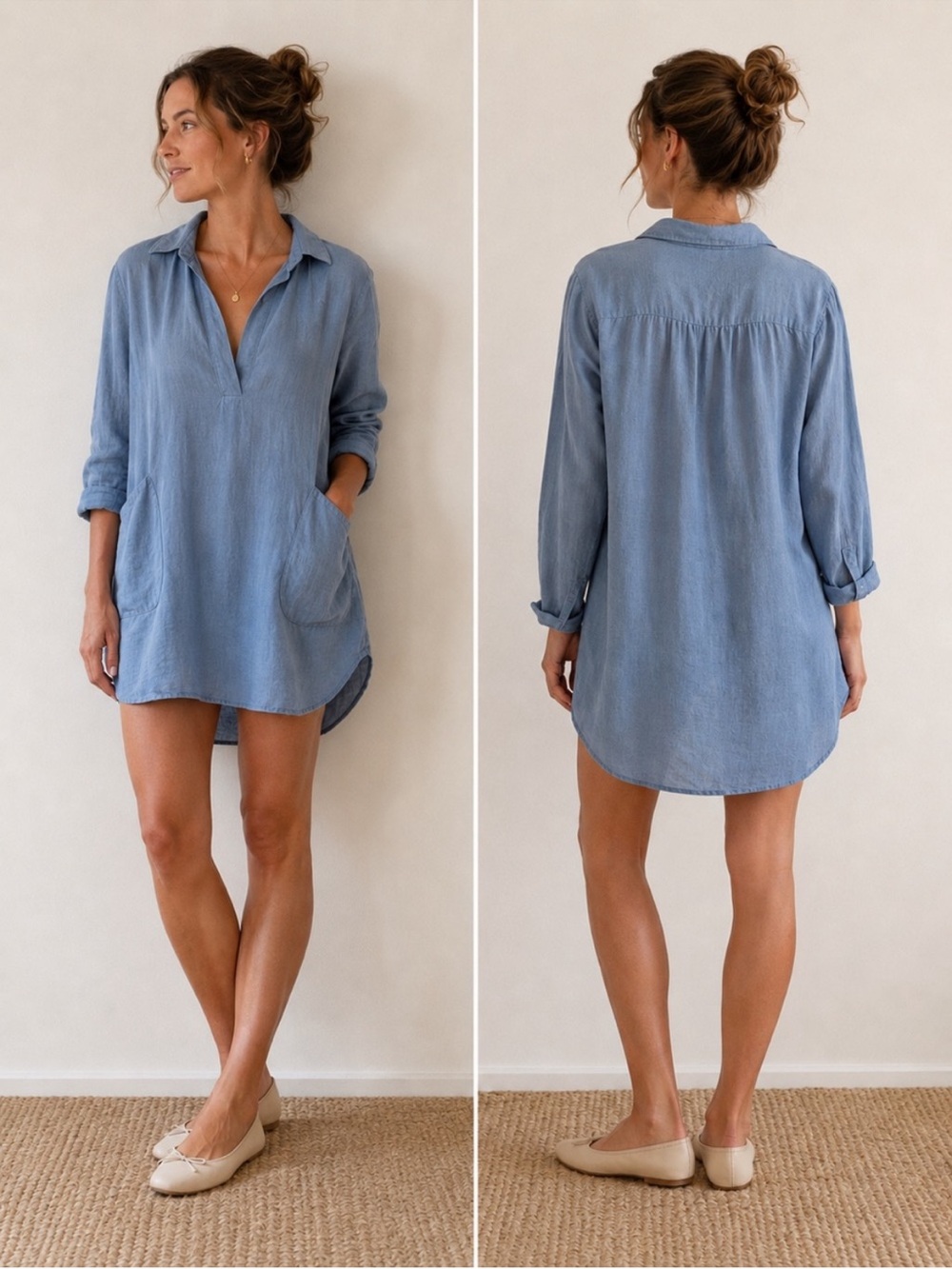 CP Shades Blue Linen Tunic — Womens Medium